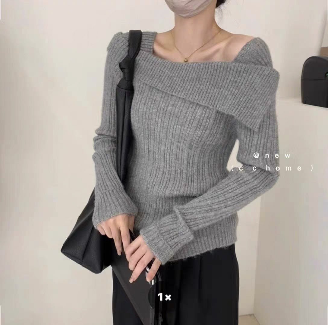 Irregular One-Shoulder Knit Top