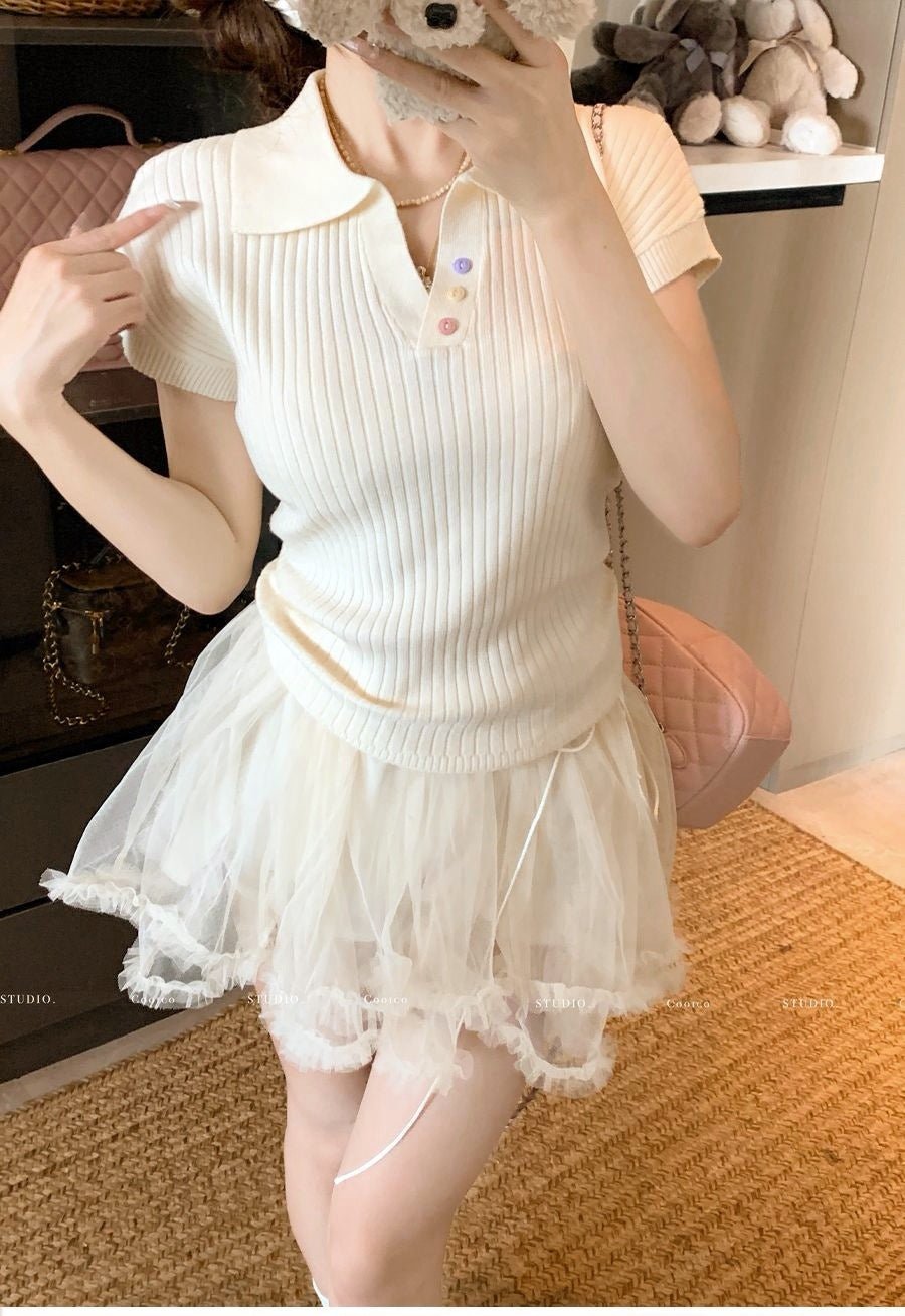 Slim Fit Polo Knit T-Shirt