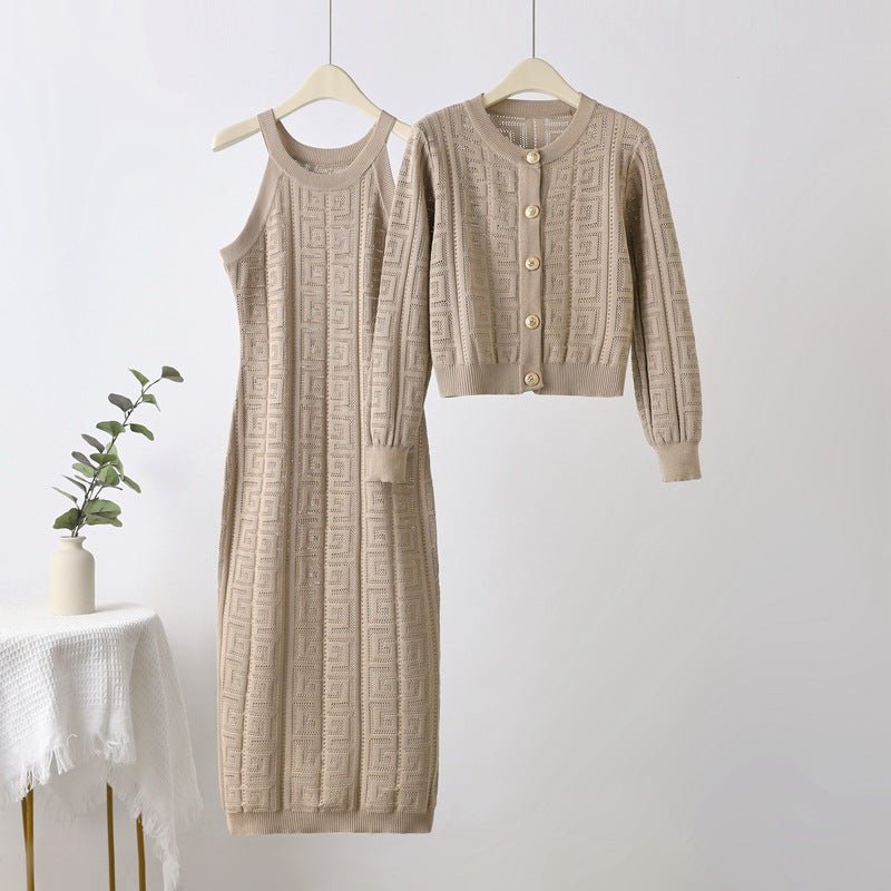 Knit Suit Jacket & Suspender Dress Set