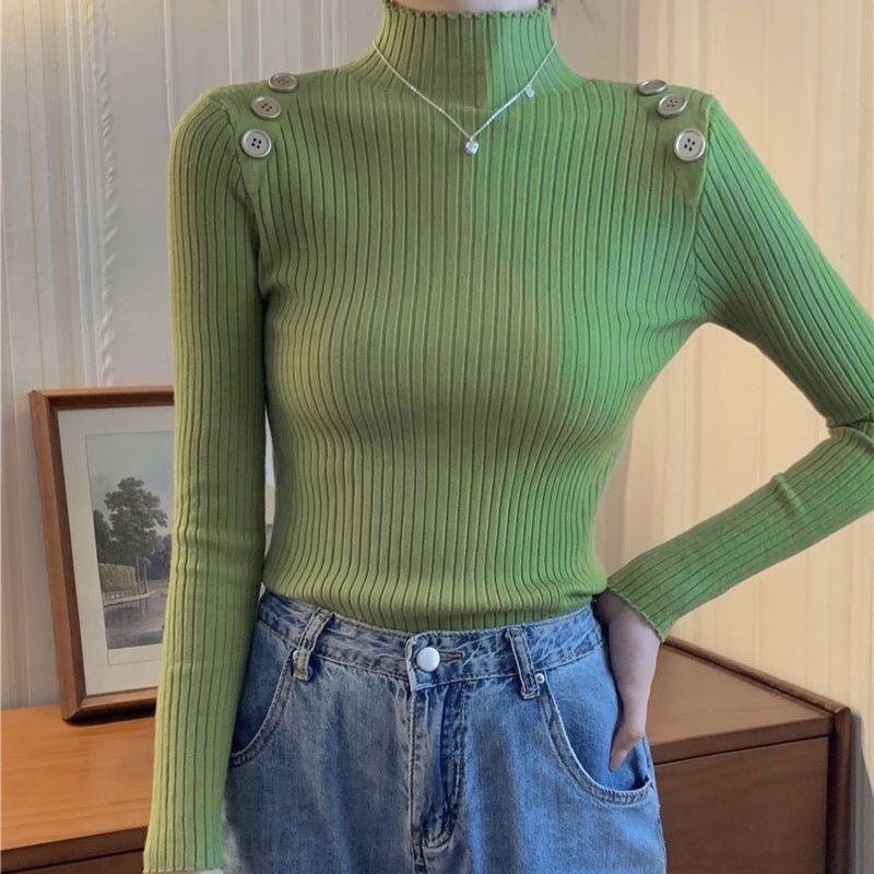 Slim Semi-Turtleneck Commuter Pullover