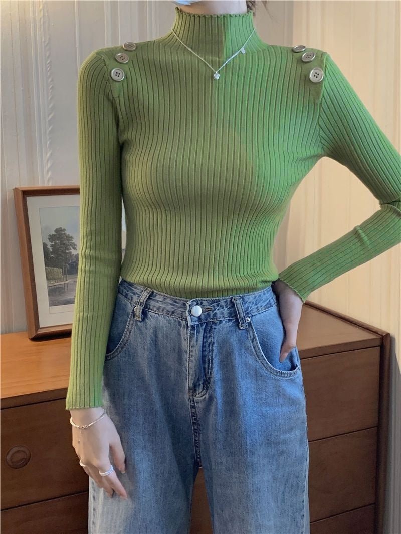 Slim Semi-Turtleneck Commuter Pullover