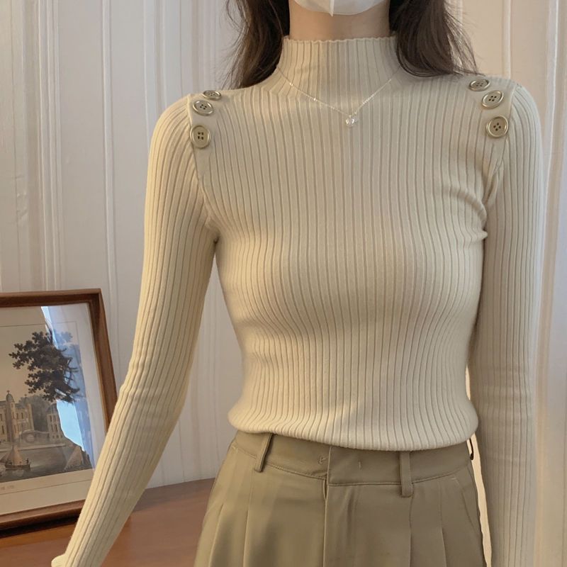 Slim Semi-Turtleneck Commuter Pullover