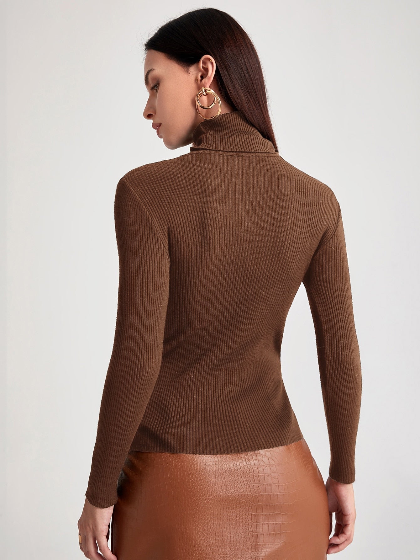 Ribbed Turtleneck Workwear Sweater