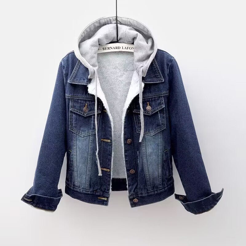 Cropped Hooded Denim Jacket