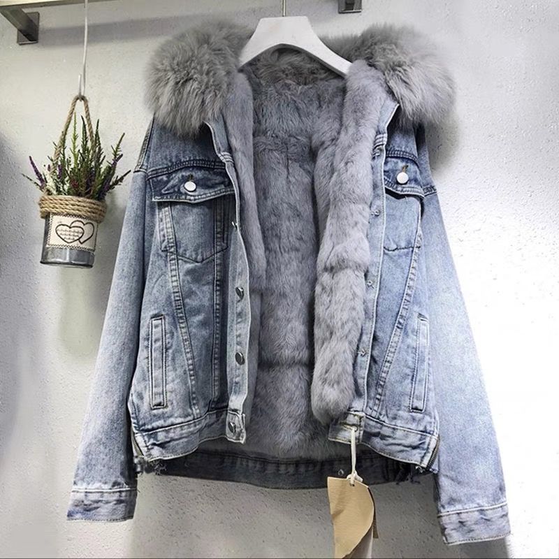 Cropped Hooded Denim Jacket