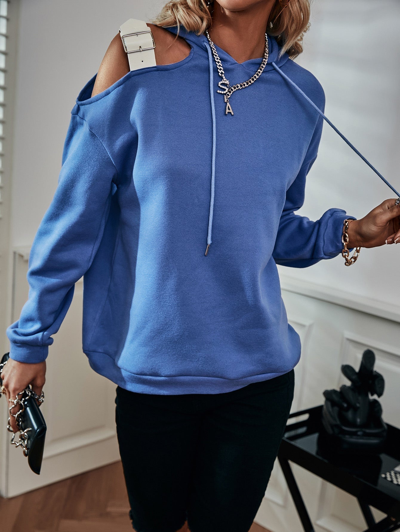 Shoulder Cut Out Hoodie