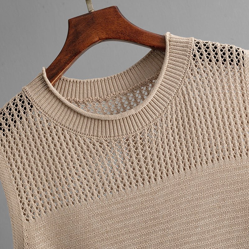 Slim Hollow Vest & Slit Skirt Set