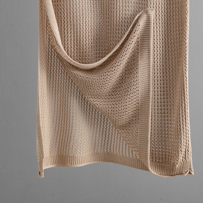 Slim Hollow Vest & Slit Skirt Set