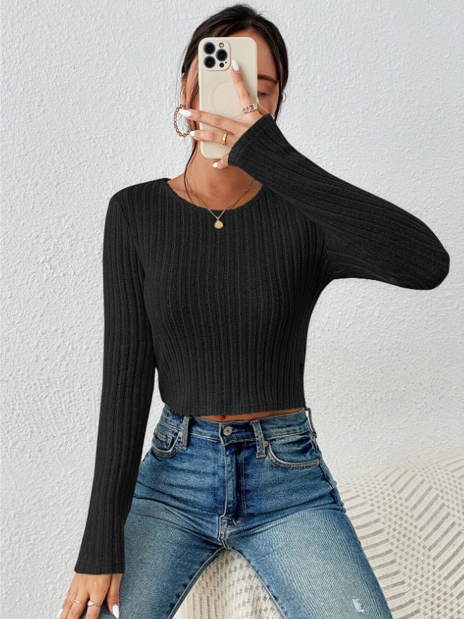 Slim Ribbed Crew Neck Winter Top