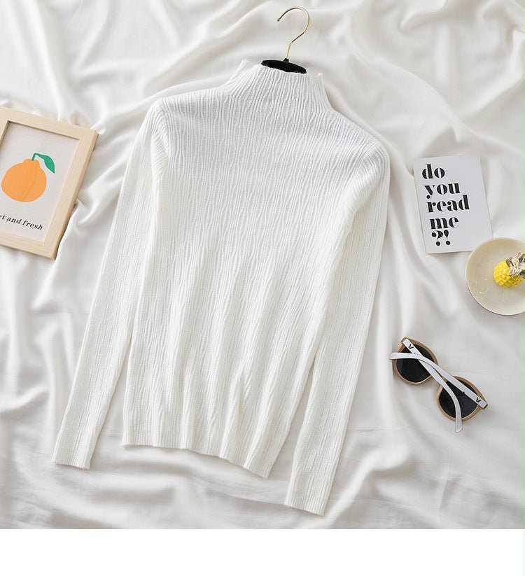 Slim Semi-Turtleneck Jacquard Pullover