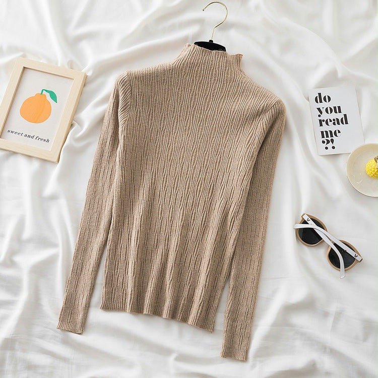 Slim Semi-Turtleneck Jacquard Pullover