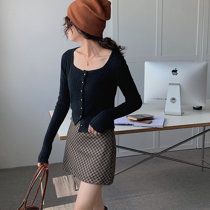 Slim Fit Square Collar Cardigan