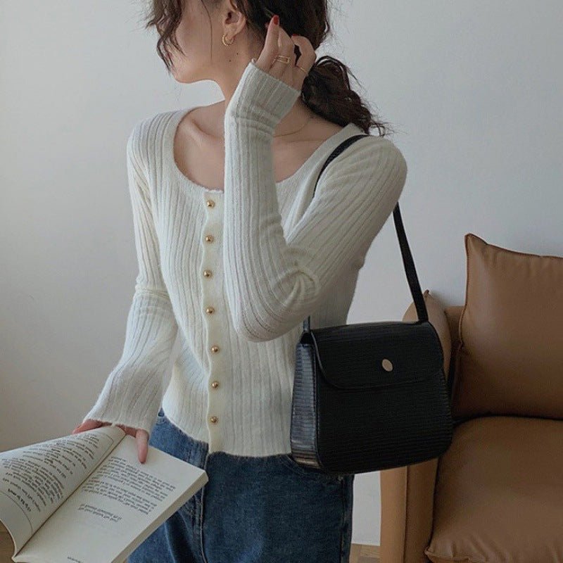 Slim Fit Square Collar Cardigan