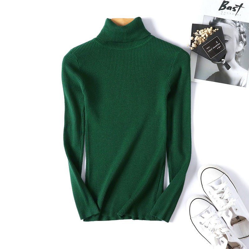 Slim Solid Turtleneck Pullover