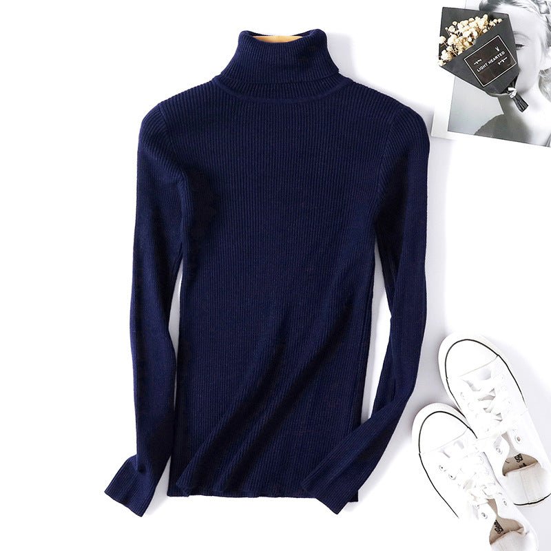 Slim Solid Turtleneck Pullover