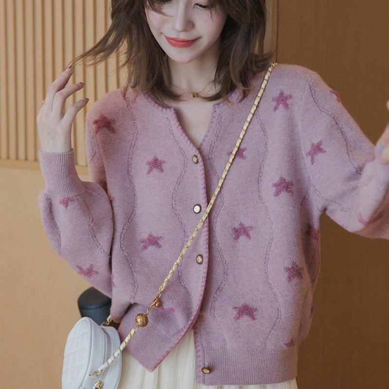 Purple Star V-Neck Cardigan