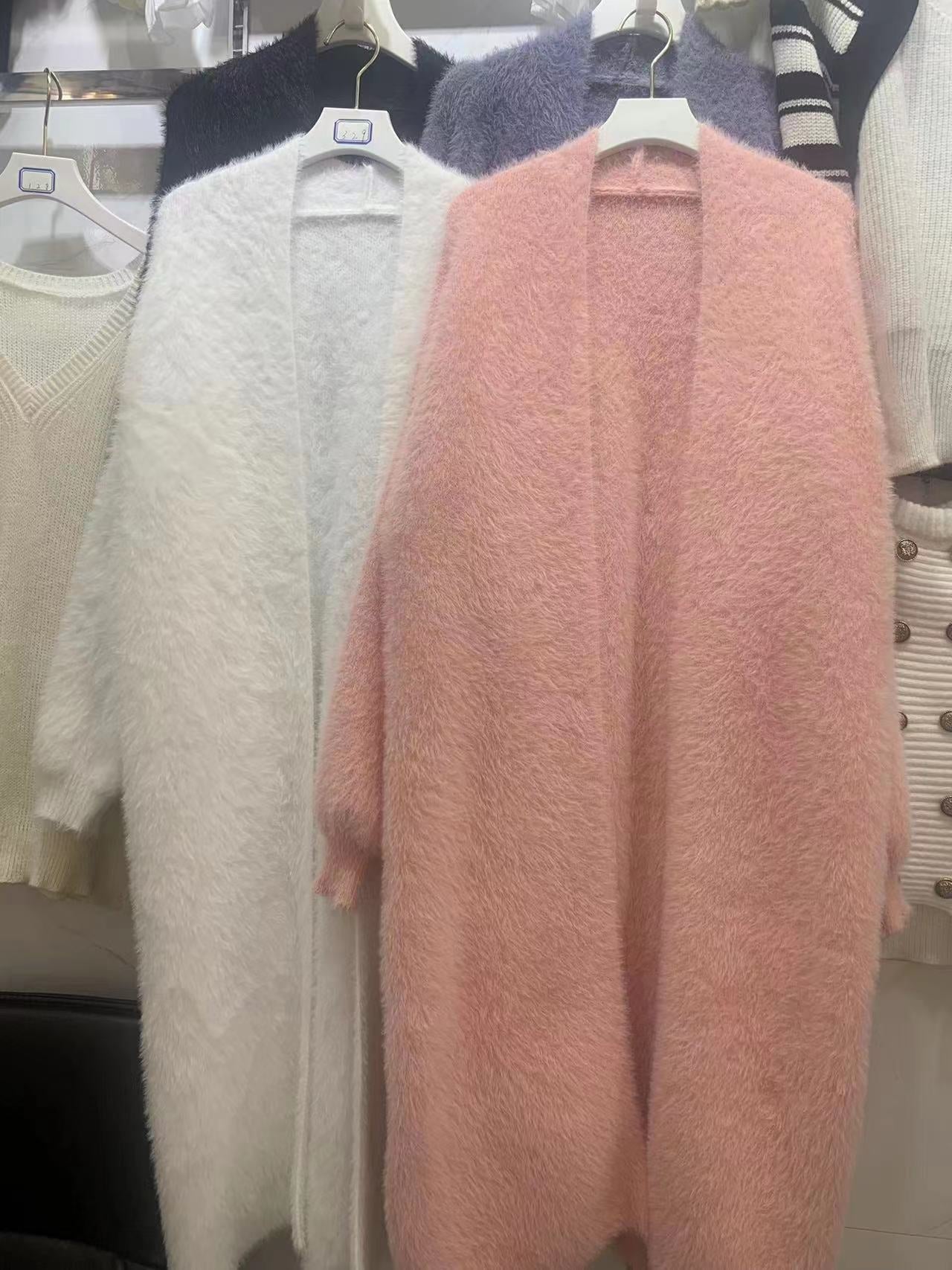 Loose Thick White Mink Fleece Cardigan