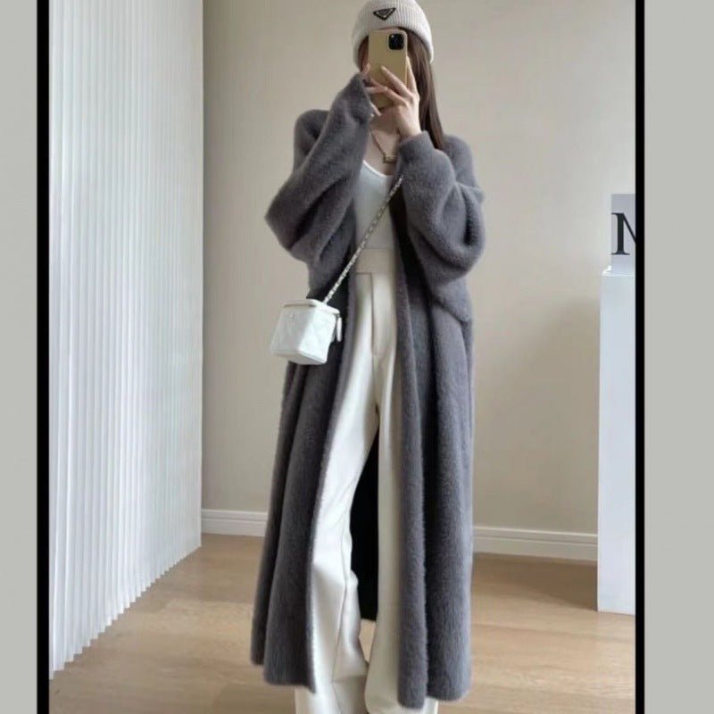 Loose Thick White Mink Fleece Cardigan