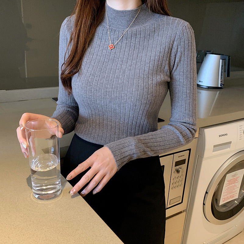 Solid Half-Turtleneck Winter Pullover