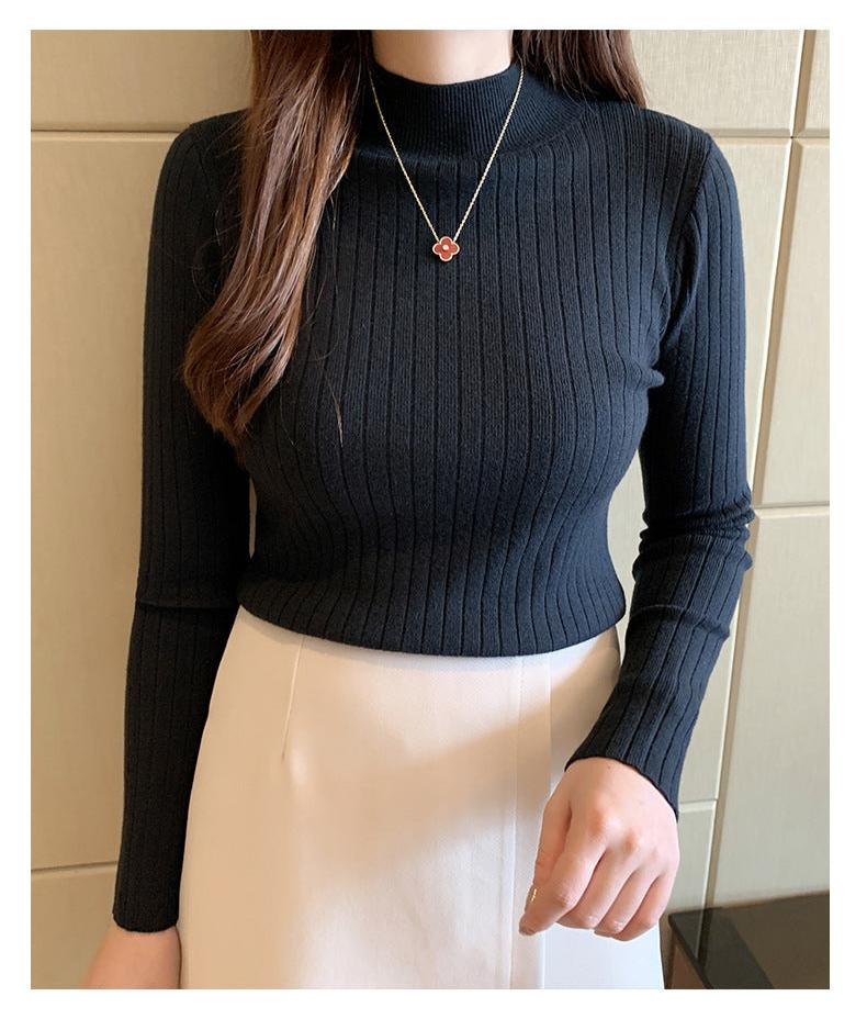 Solid Half-Turtleneck Winter Pullover