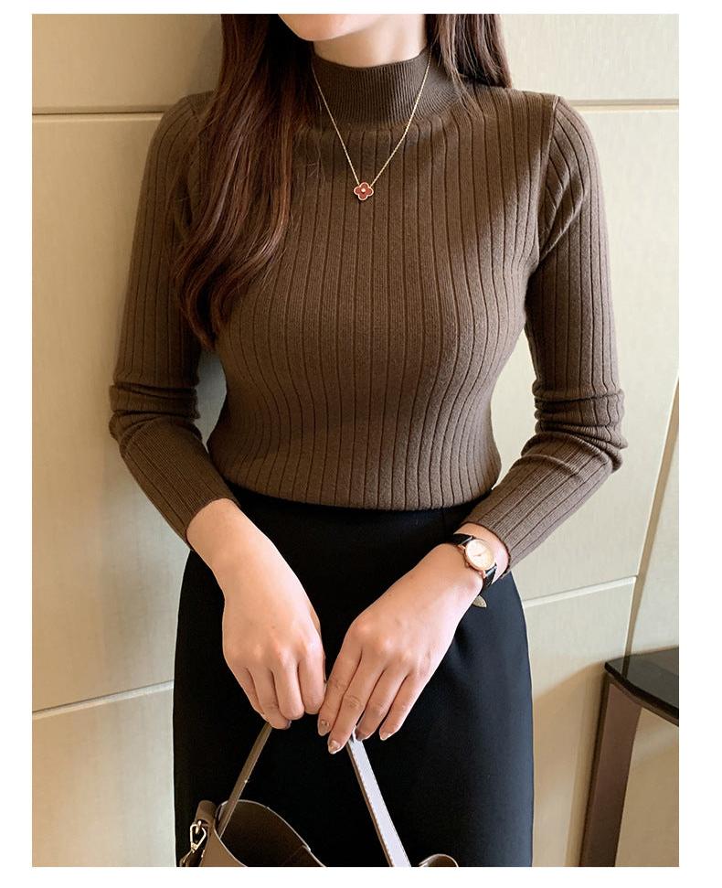 Solid Half-Turtleneck Winter Pullover