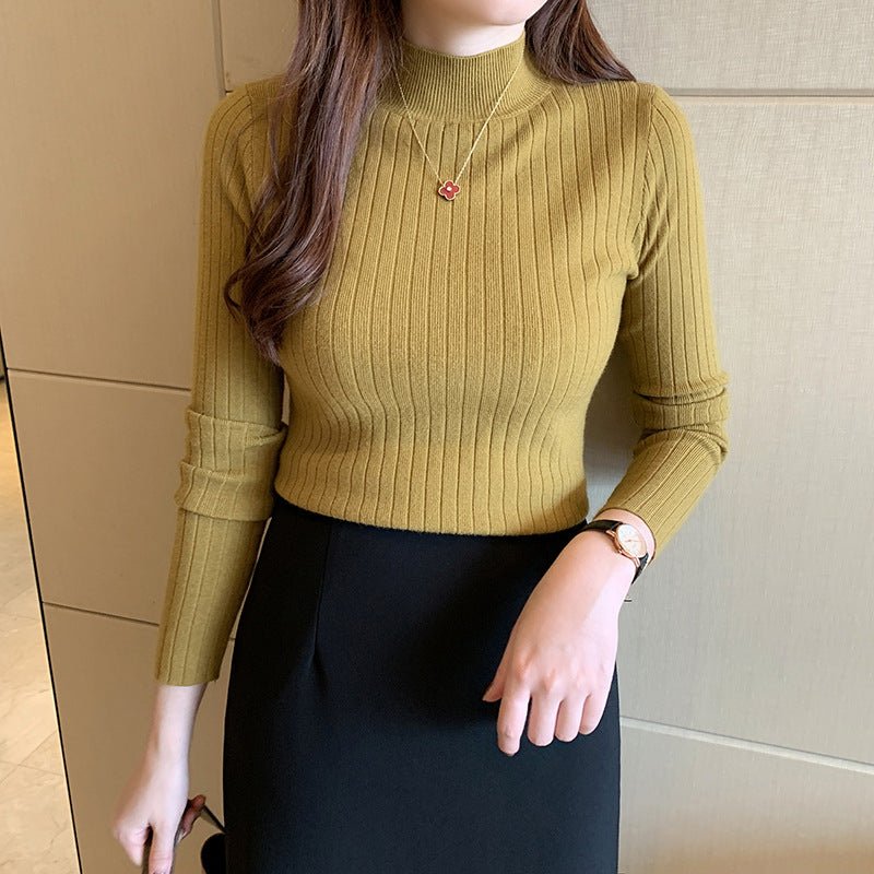 Solid Half-Turtleneck Winter Pullover