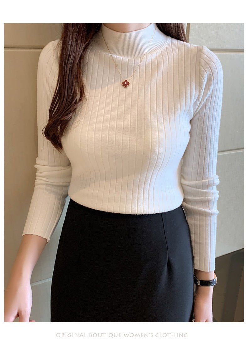 Solid Half-Turtleneck Winter Pullover