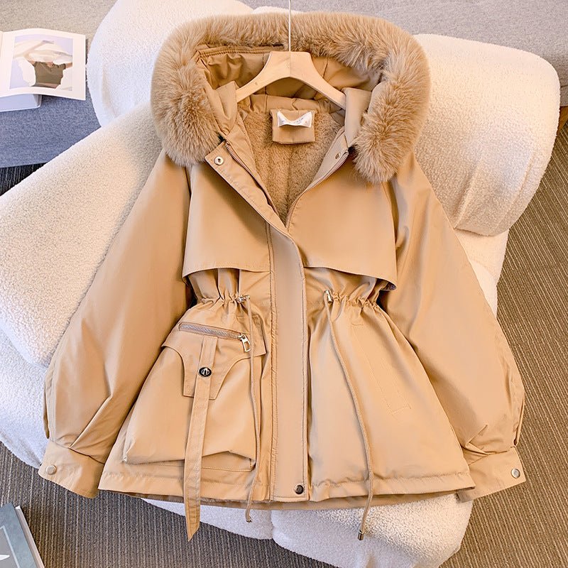 Slim Hooded Fur-Collar Coat