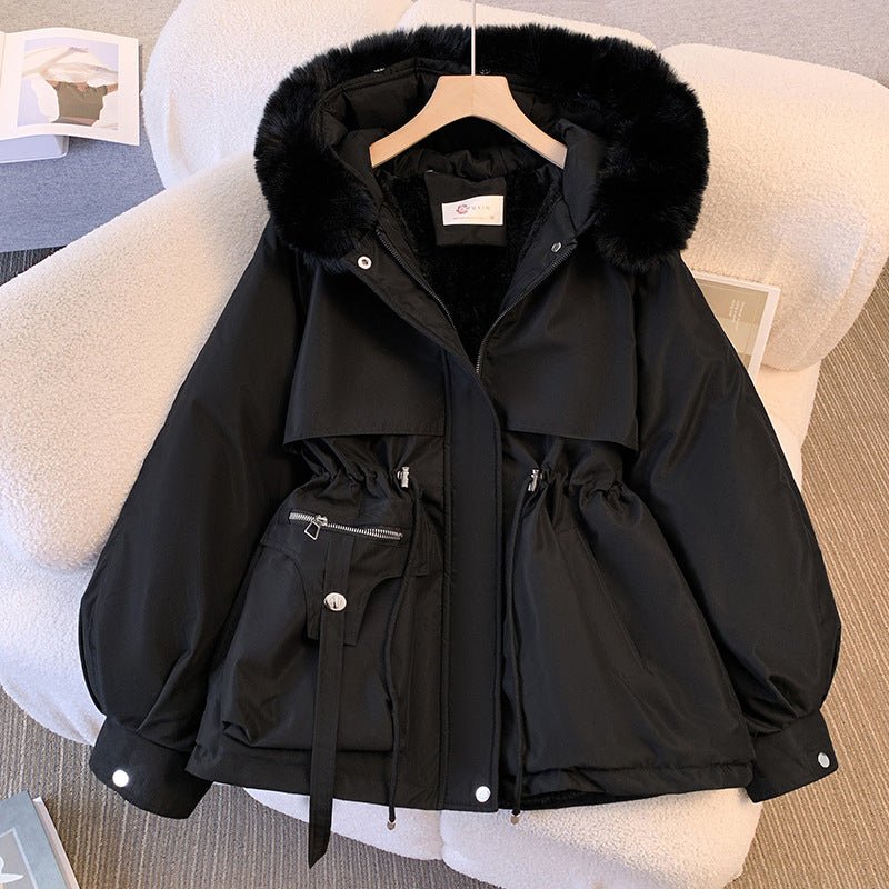 Slim Hooded Fur-Collar Coat