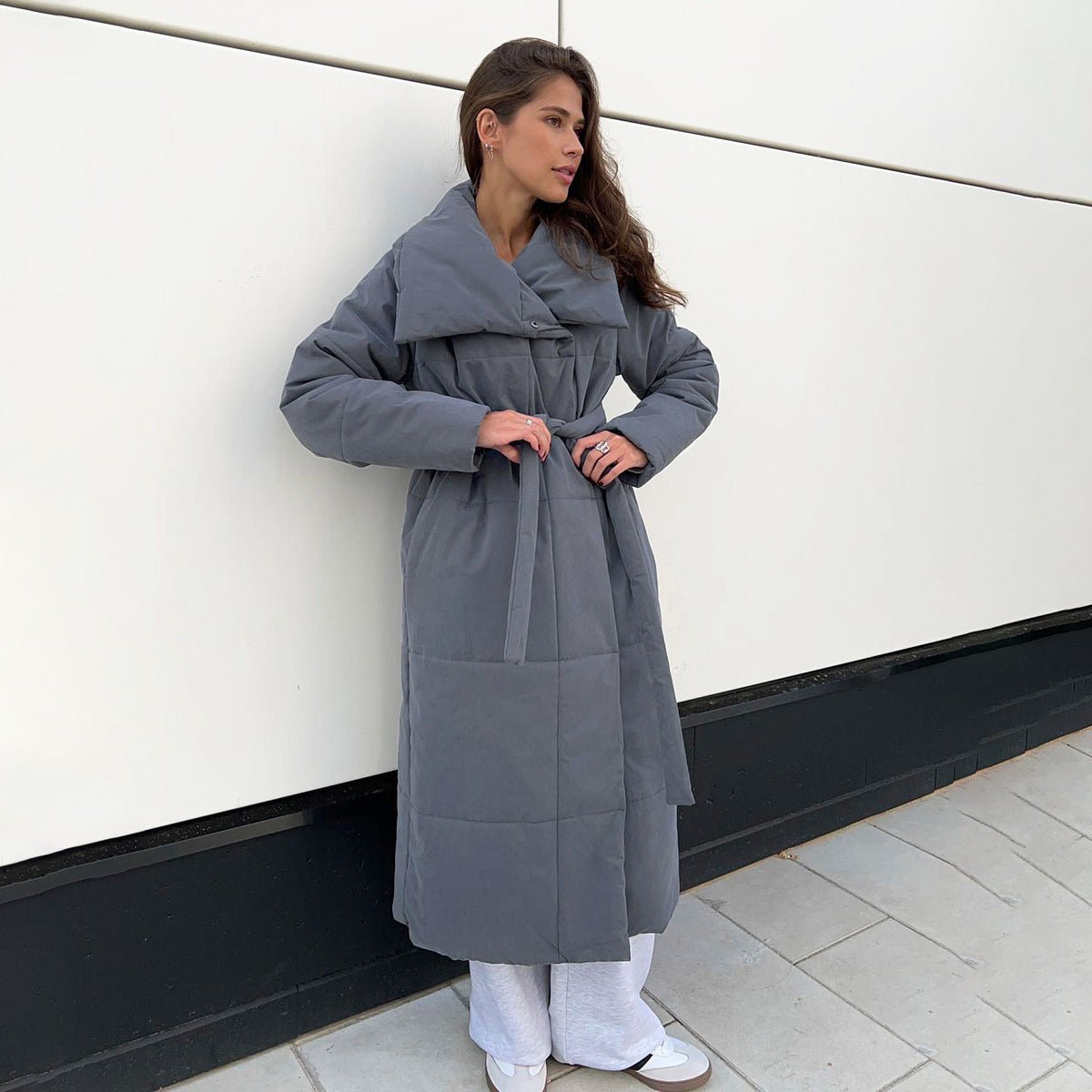 Long Belted Padded Coat