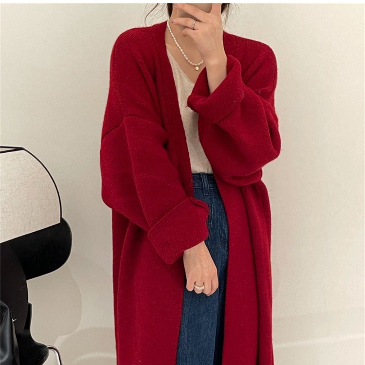 V-Neck Lazy Fit Sweater Coat