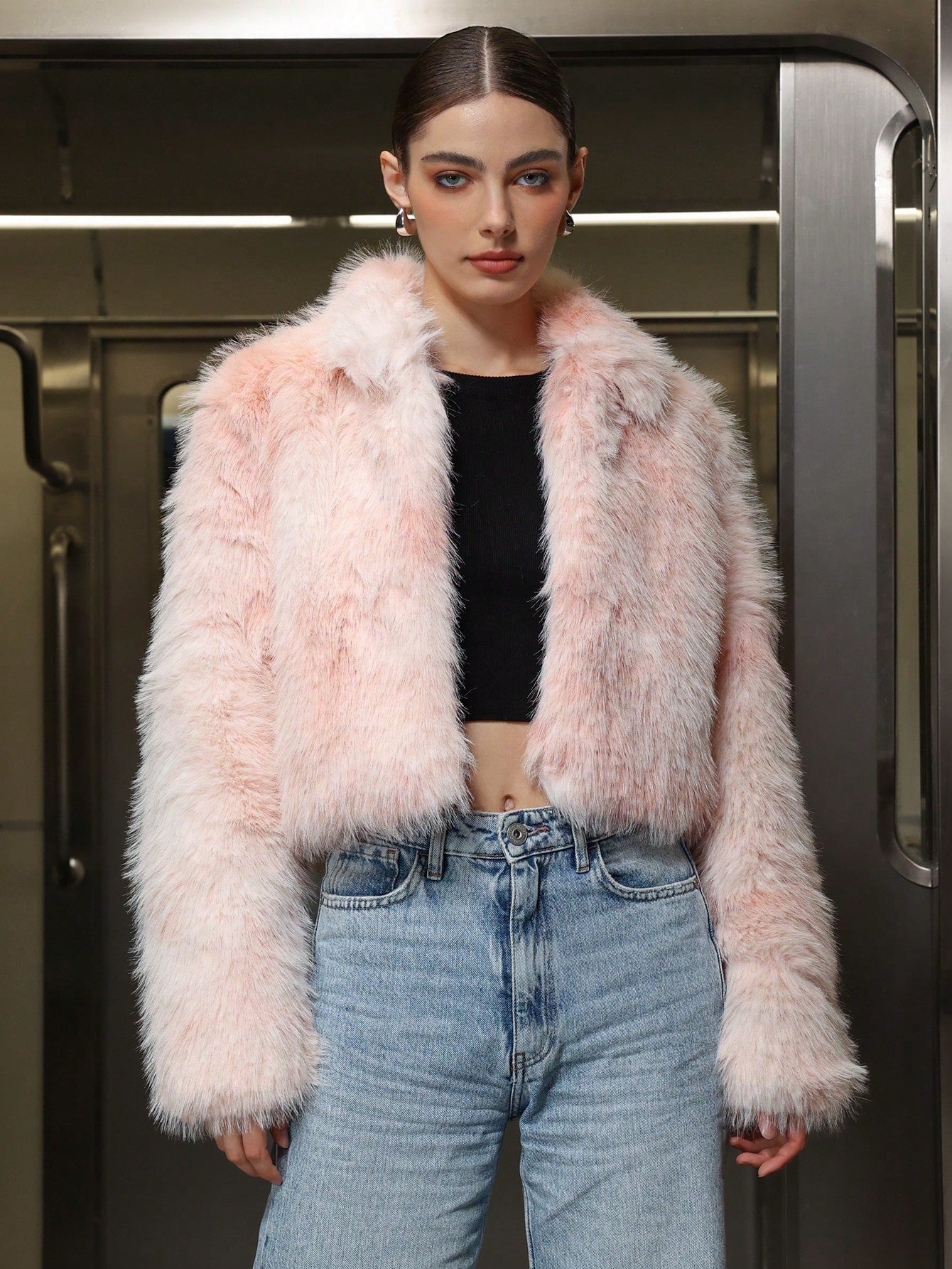 Pink Faux Fur Moto Jacket