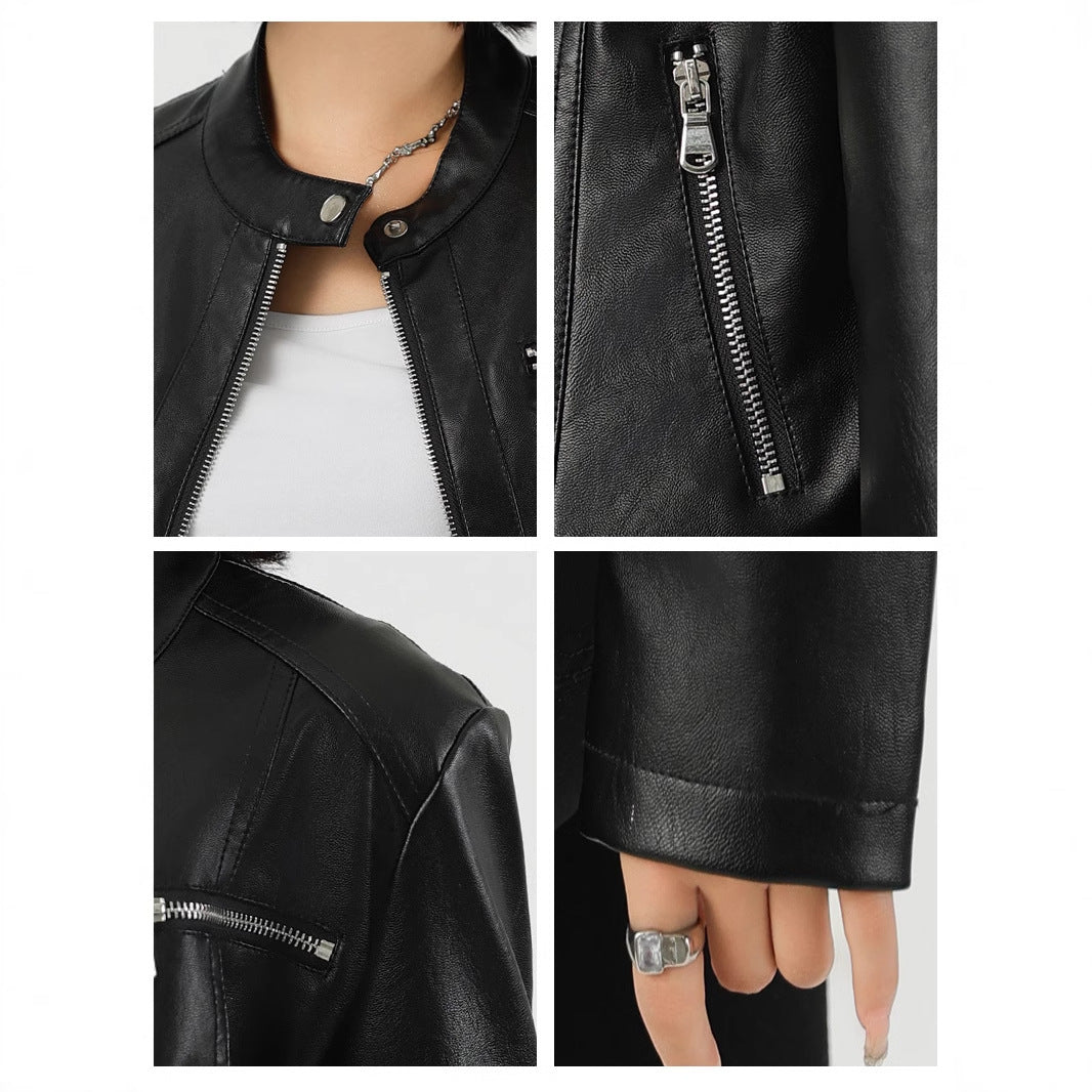 Elegant PU Zipper Jacket