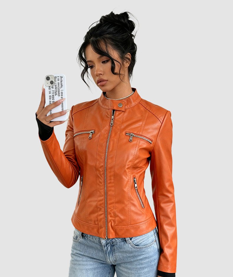 Elegant PU Zipper Jacket
