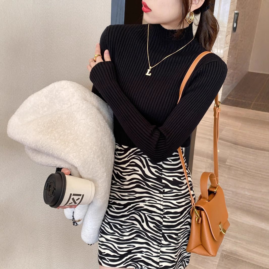 Slim Semi-Turtleneck Core-Spun Pullover