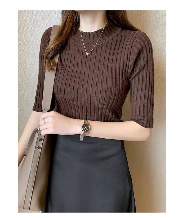 Slim Semi-Turtleneck Core-Spun T-Shirt