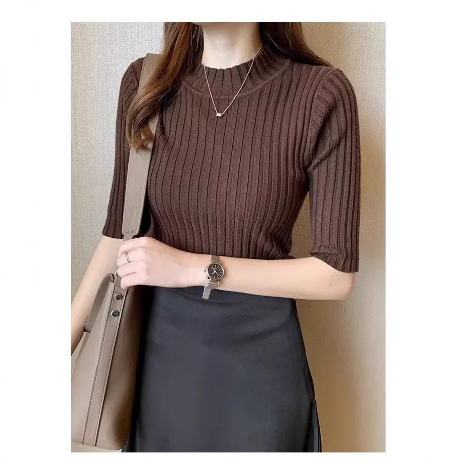Slim Semi-Turtleneck Core-Spun T-Shirt
