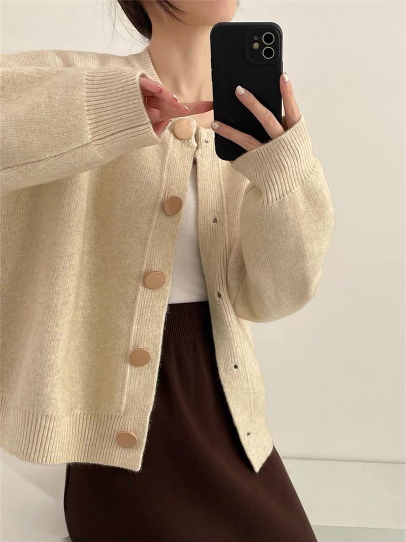 Loose Solid Button Lazy Cardigan