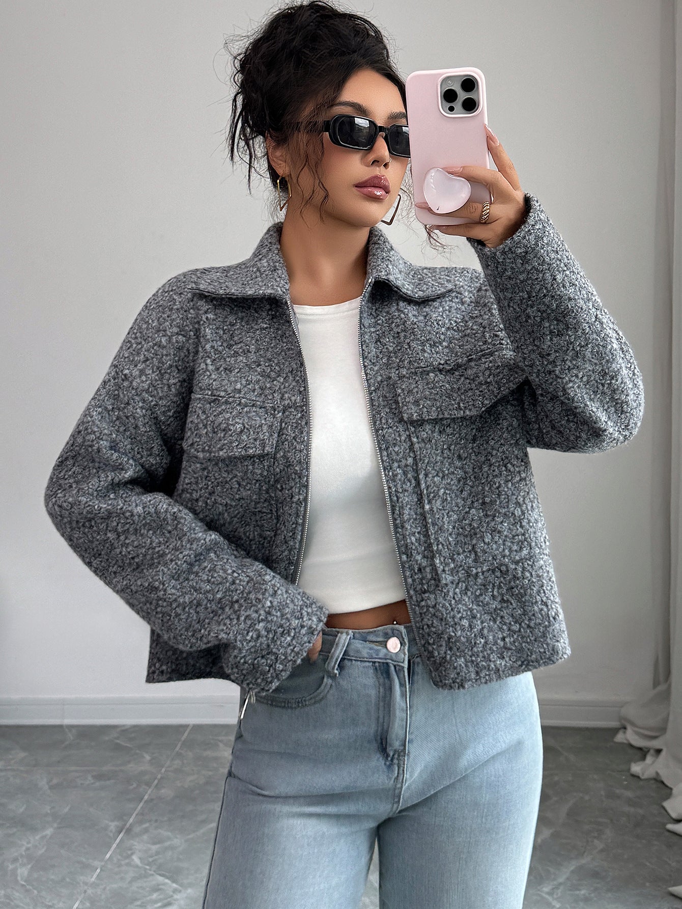 Solid Lapel Woven Blazer