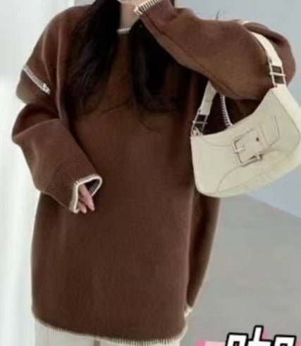 Loose Thick Crew Neck Lazy Pullover