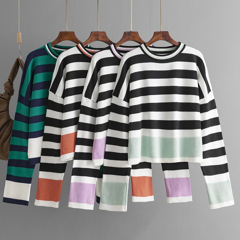 Striped Crew Neck Knit Pullover