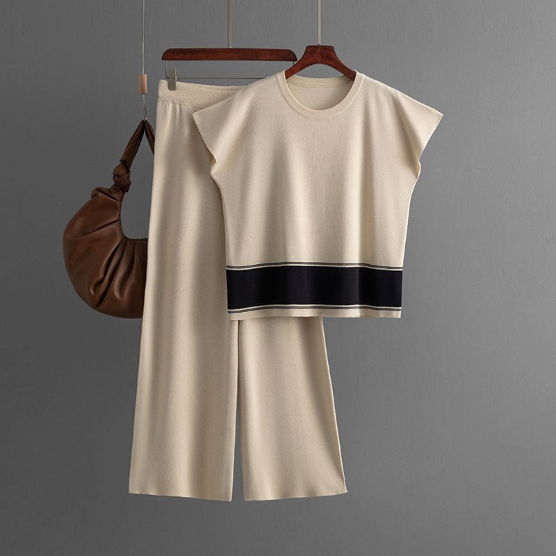 Loose Sweater & Slim Wide-Leg Pants Set