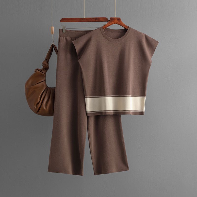 Loose Sweater & Slim Wide-Leg Pants Set