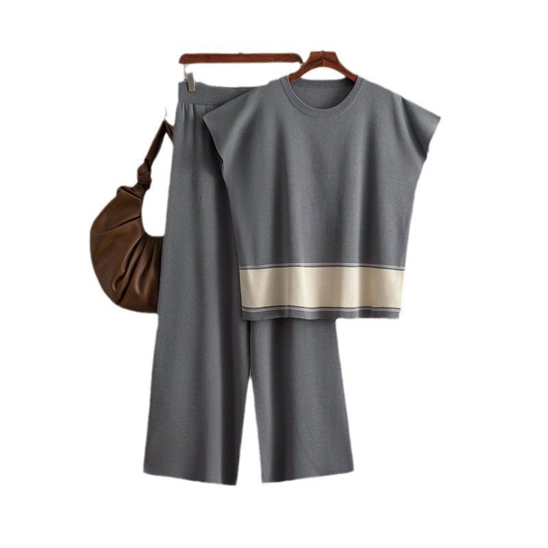 Loose Sweater & Slim Wide-Leg Pants Set