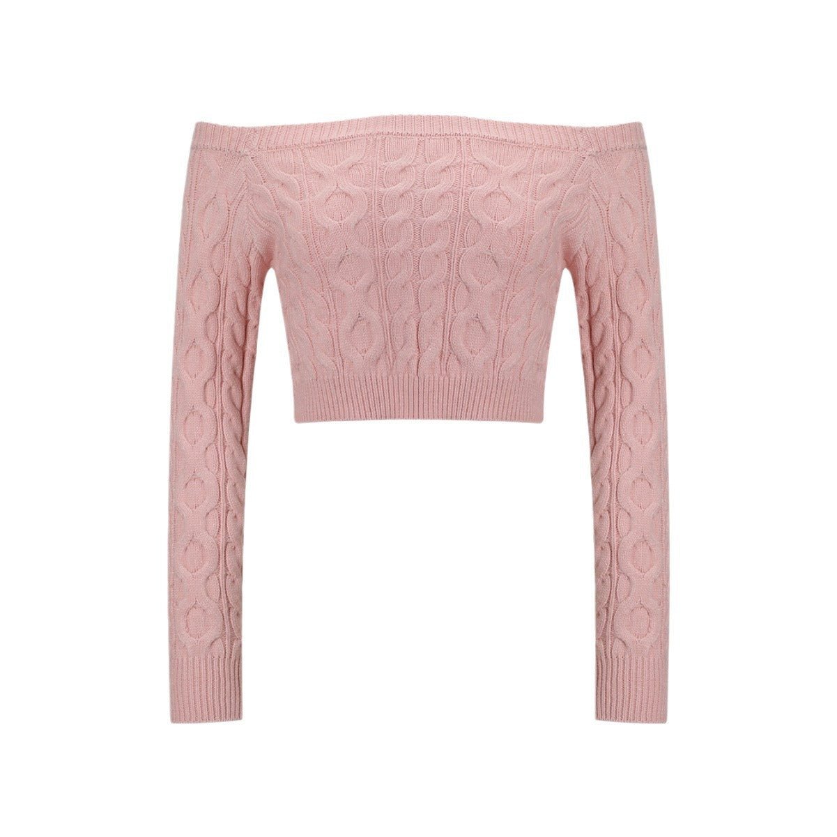 Slim Cropped Off-Shoulder Twist Pullover