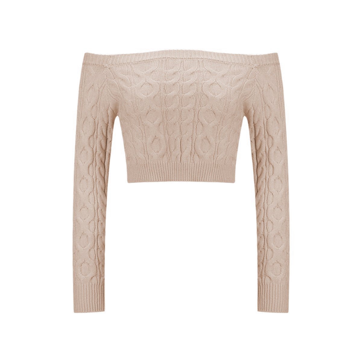 Slim Cropped Off-Shoulder Twist Pullover