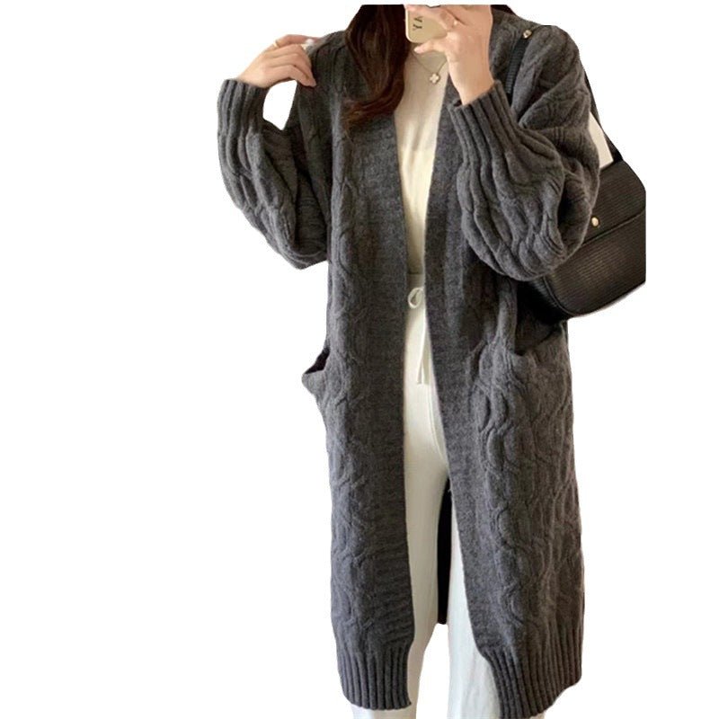 V-Neck Cable Knit Cardigan w/ Pockets