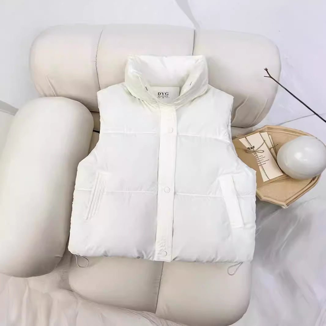 Short Padded Zipper Vest