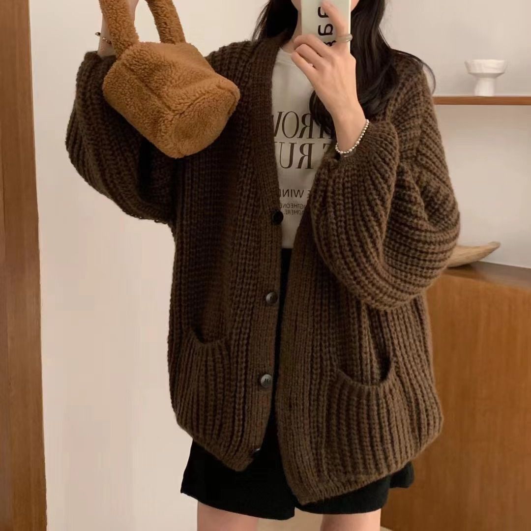 Thick Lazy Style Korean Sweater with Pockets