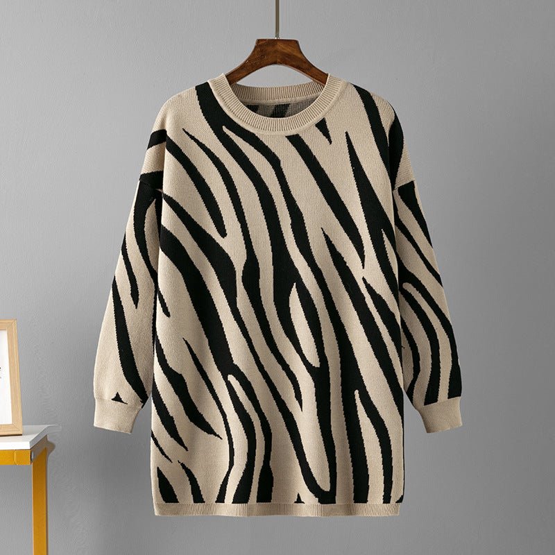 Zebra Pattern Knit Pullover